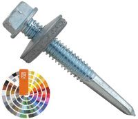 Саморез кровельный по металлу окрашенный RAL, с увеличенным сверлом РТ-5 и EPDM шайбой, оцинкованный